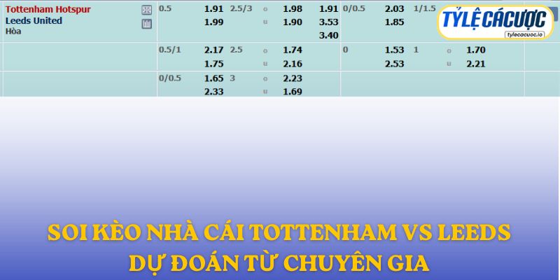 Soi kèo nhà cái Tottenham vs Leeds United – dự đoán từ chuyên gia