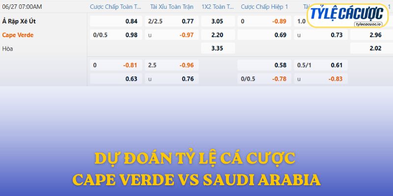 Soi kèo nhà cái Cape Verde vs Saudi Arabia – dự đoán từ chuyên gia
